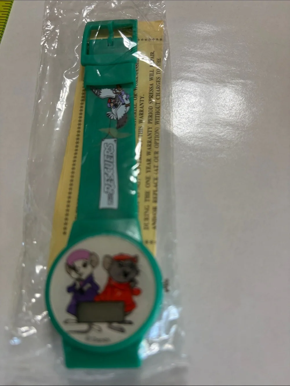 Disney Green Rescuers  Analog Watch with Teal Strap. New/vintage